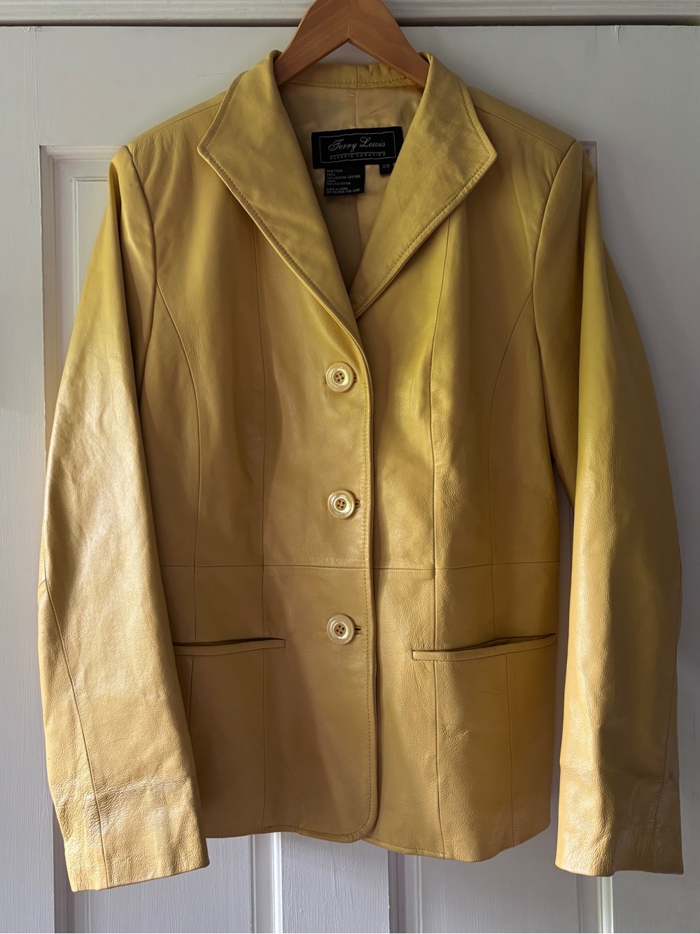 Y2K Vintage Terry Lewis Butter Yellow Leather Blazer Jacket